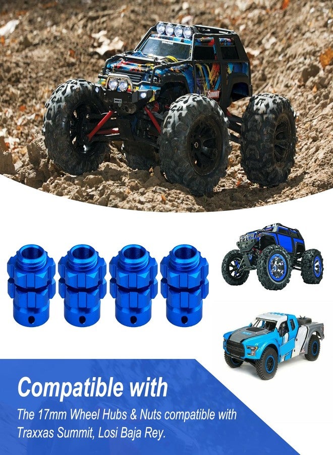 AllinRC Aluminum 17mm Splined Wheel Hubs/Nuts 17mm Hex Spacers Extensions Adapters for 1/10 Traxxas Summit Losi Baja Rey, Set of 4 (Navy Blue) - Image 4